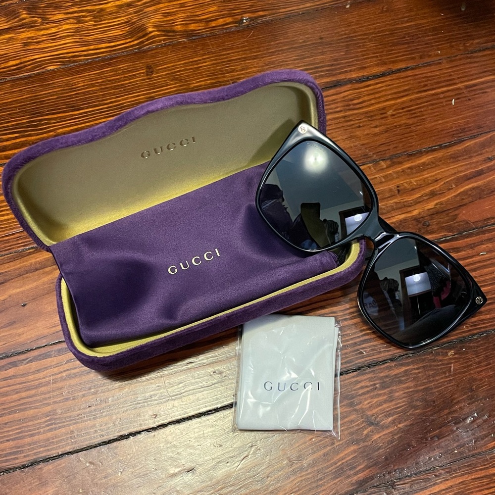 ON SALE Gucci GG0022 Oversized Sunglasses Black
